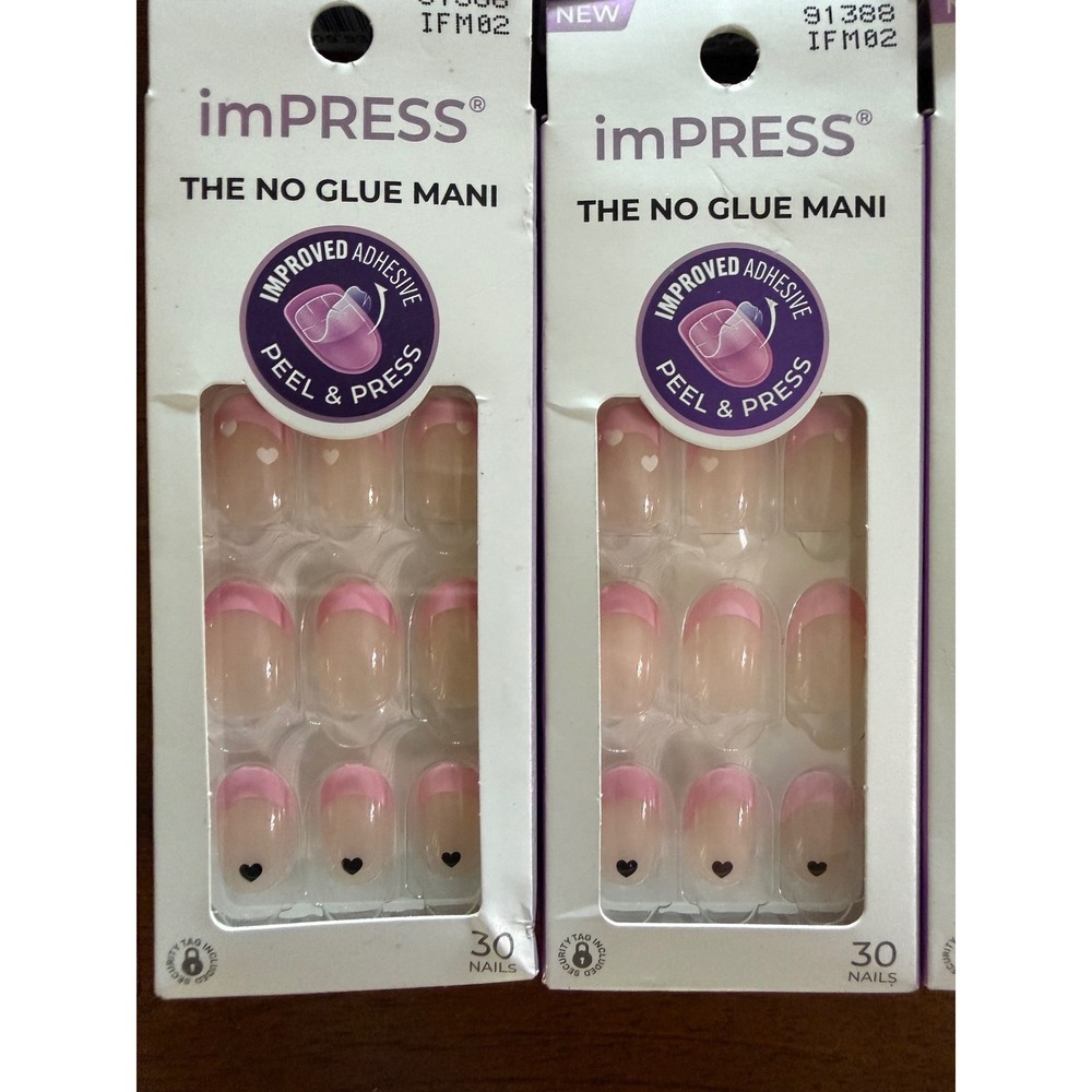Kiss imPRESS Press On Nails Lot 10 Packs French Tip Heart Floral No Glue Mani - Picture 2 of 7